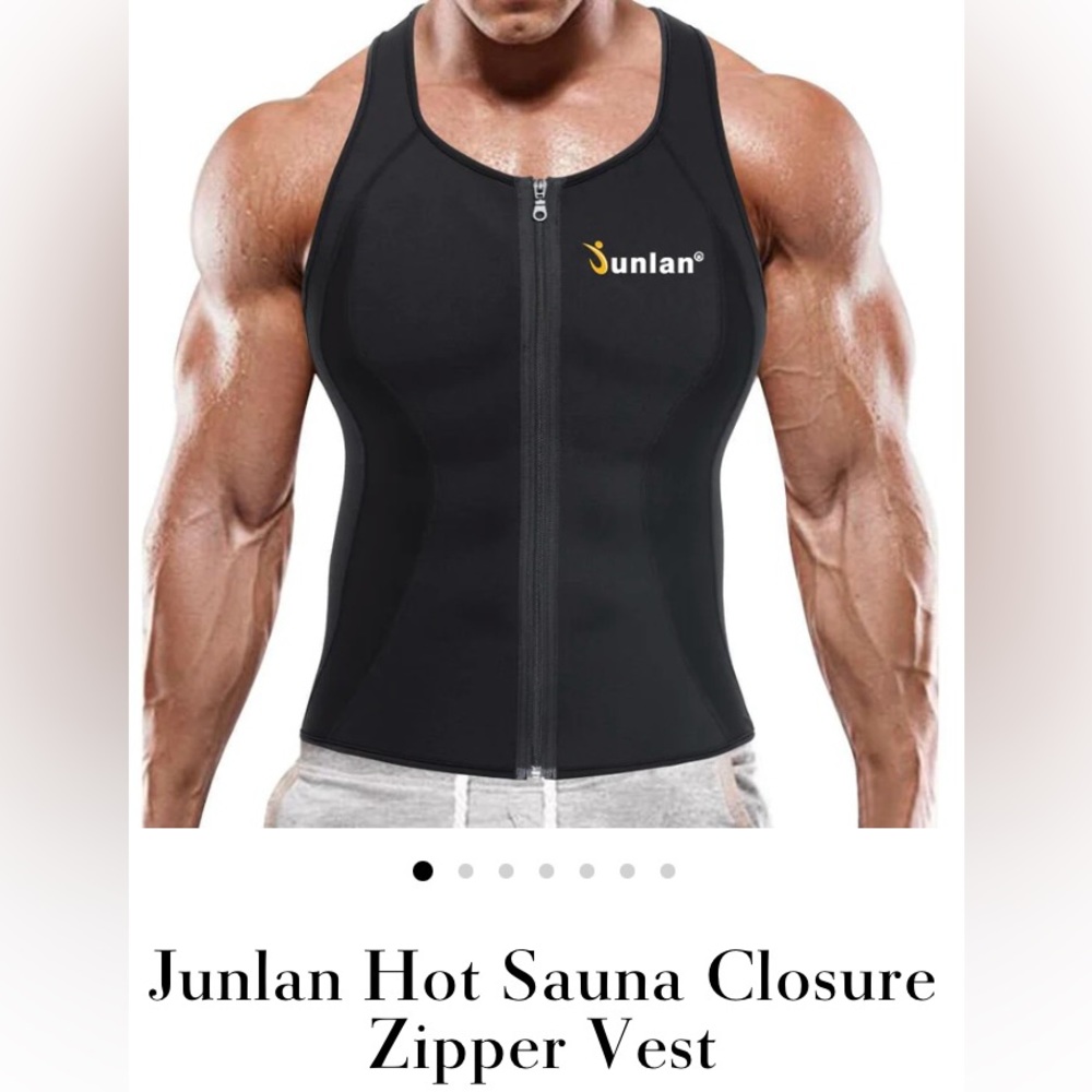Junlan Hot Sauna Closure Zipper Men’s Vest Size L, color black